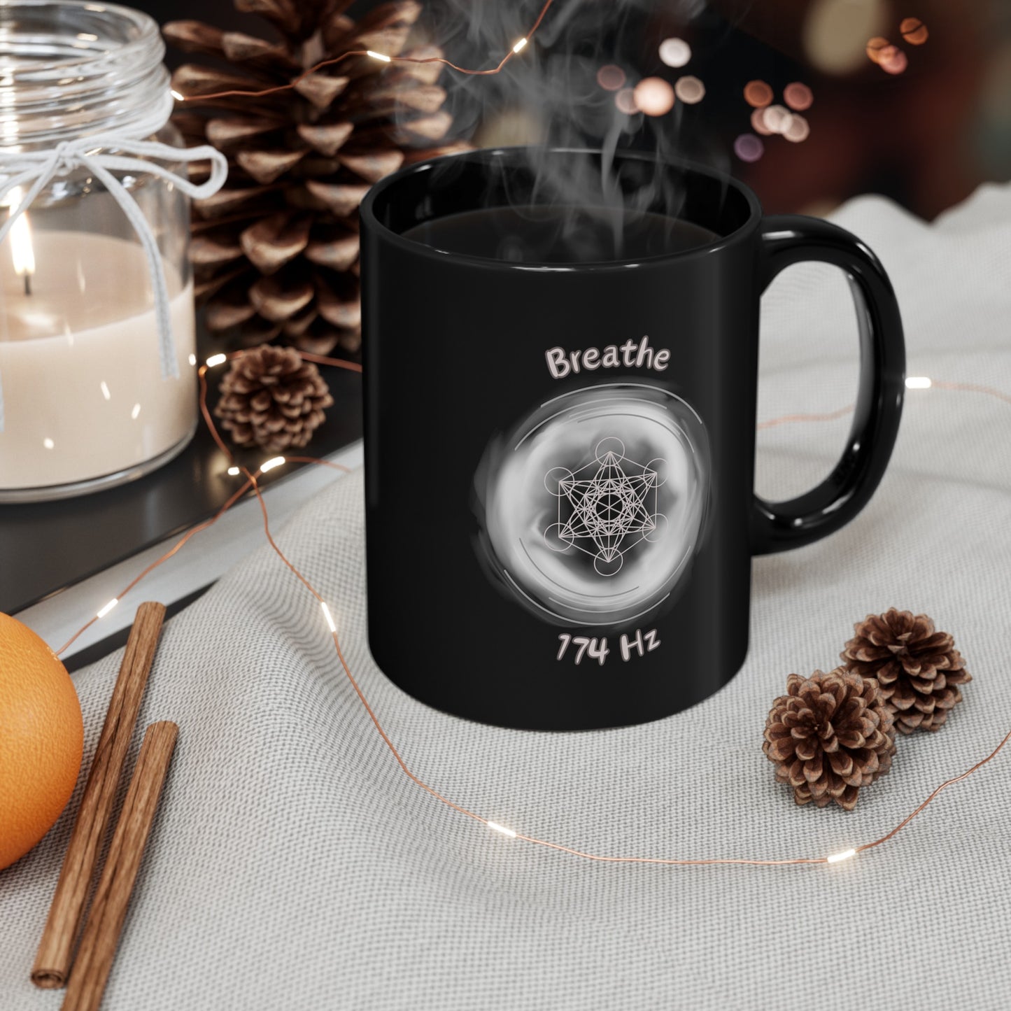 174 Hz Breathe (O1) Black Mug