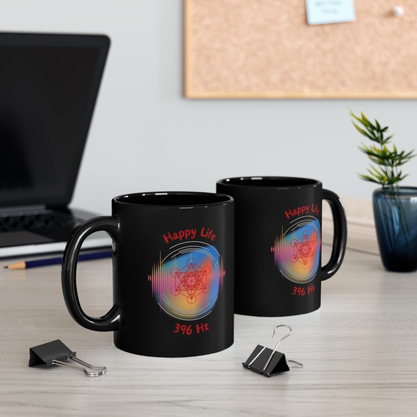 396 Hz Happy Life (W1) Black Mug