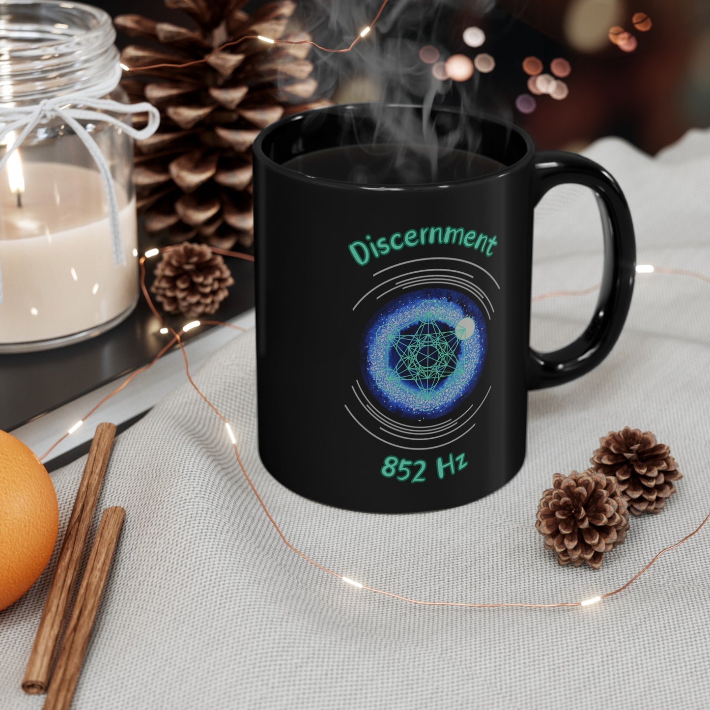 852 Hz Discernment (O1) Black Mug