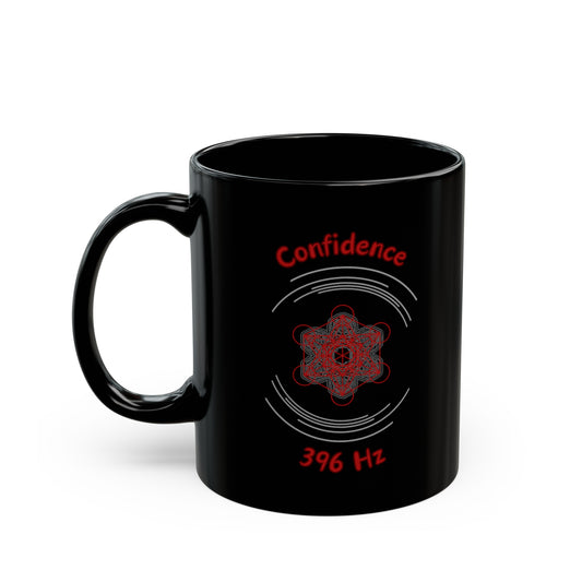 396 Hz Confidence (C1) Black Mug (Original Series - Crystal)