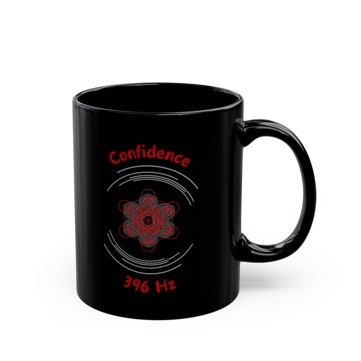 396 Hz Confidence (C1) Black Mug (Original Series - Crystal)