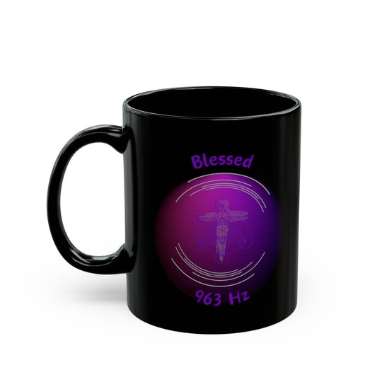 963 Hz Blessed (O1) Black Mug