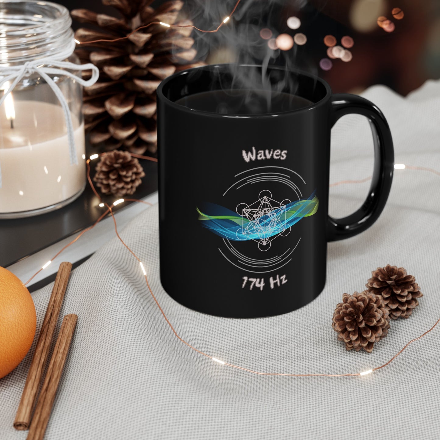 174 Hz Waves (W1) Black Mug