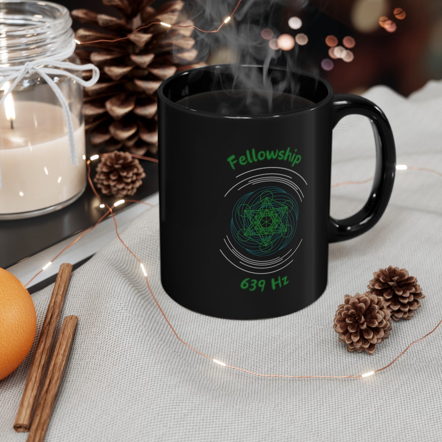 639 Hz Fellowship (O1) Black Mug