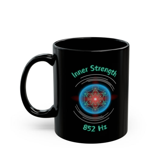 852 Hz Inner Strength (O1) Black Mug