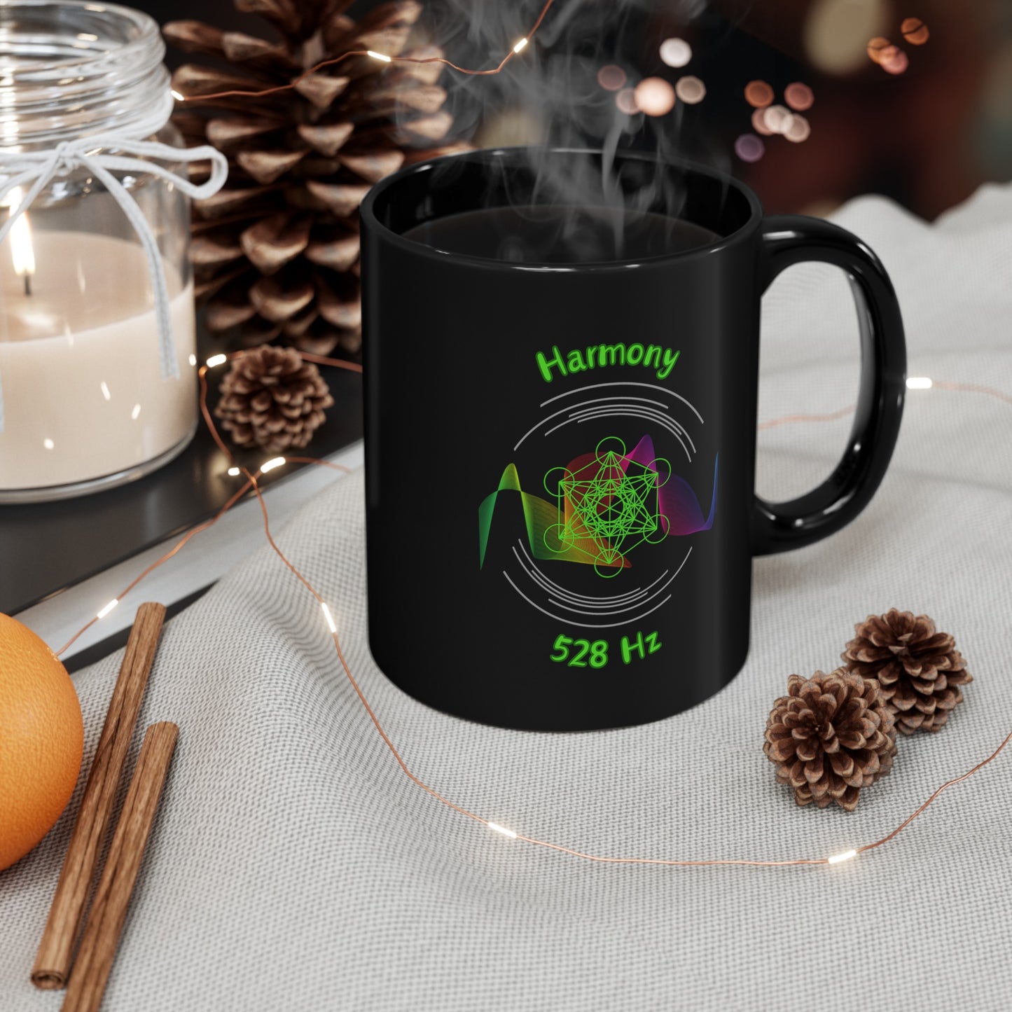 528 Hz Harmony (W1) Black Mug