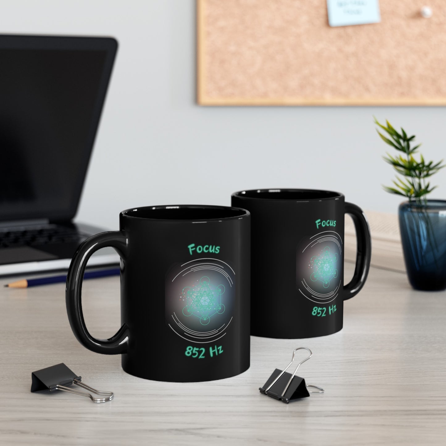 852 Hz Focus (O1) Black Mug